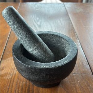 Cole Mason charcoal color granite mortar and pestle set